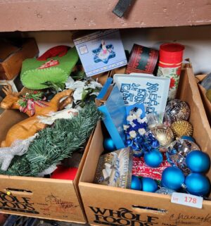 x178- boxes of various holiday decor