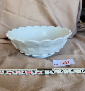 x347- vintage milk glass fruit bowl