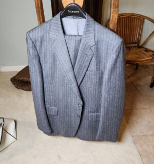x521- Made in France Suit, possible Yves Saint Laurent size 42 (est)