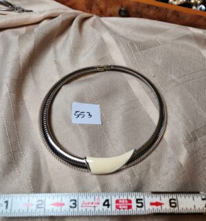 x553- Monet silver-tone omega choker necklace with a cream enamel accent