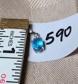 x590- blue topaz and diamond pendant in 14k white gold