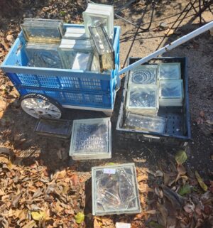 y1- Vintage mis-match glass blocks. No wagon