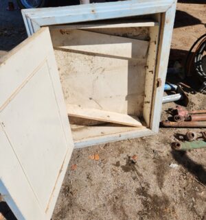 y37- antique medicine cabinet w/ mirror - Image 2