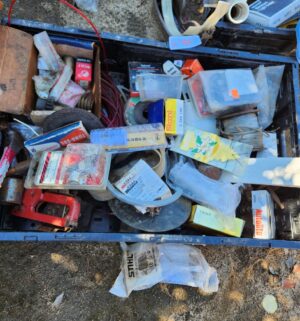 y44- misc electric & hardware. Black Crate Not Included - Image 1