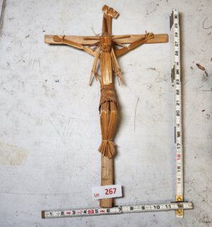 y267- Vintage Mexican Straw Crucifix - Image 1