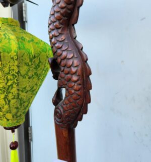 y298- 1920s Chinese Rosewood Carved Floor Lamp - Image 7