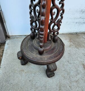 y298- 1920s Chinese Rosewood Carved Floor Lamp - Image 9