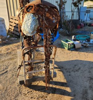 y299- Stunning Metal Sculpture of a Horse. Locally Made in Fresno. FREE Crane DELIVERY to Fresno/Clovis Area. Cart is not included. - Image 6
