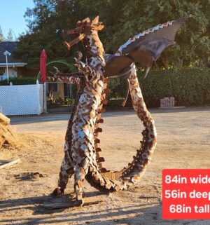 y300- Stunning Metal Sculpture of a Dragon. Locally Made in Fresno. FREE Crane DELIVERY to Fresno/Clovis Area - Image 1