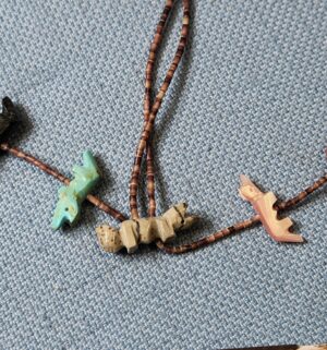 z41- Vintage Native American Zuni Fetish Necklace Turquoise Thunderbird multi animals - Image 3