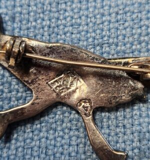 z75- vintage sterling silver roadrunner brooch with turquoise inlay - Image 3