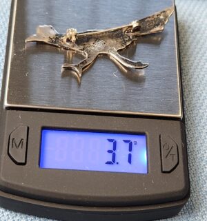 z75- vintage sterling silver roadrunner brooch with turquoise inlay - Image 4