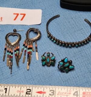 z77- Sterling Silver Turquoise earrings, bracelet