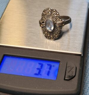 z85- Antique German Sterling Silver Ring w/ crystal stone - Image 4