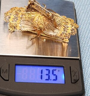 z87- 1940s vintage Italian gold-plated .800 silver filigree butterfly brooch set - Image 7