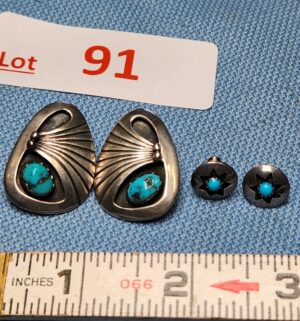 z91- Navajo sterling silver and turquoise earrings