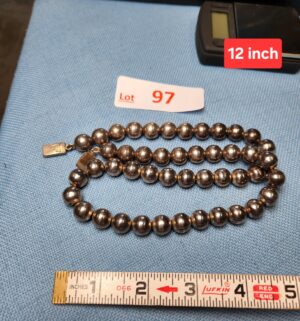 z97- Vintage Sterling Silver large bead necklace