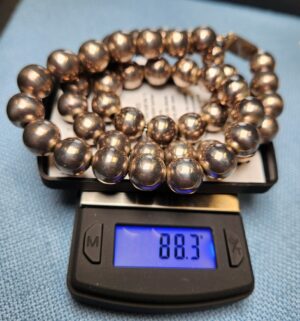 z97- Vintage Sterling Silver large bead necklace - Image 3