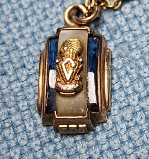 z101- 1930s 10k gold Chowchilla High School Pendant. Gold tone chain