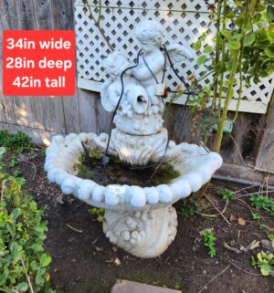 a31- Large 3 piece Cement Cherub Fountain