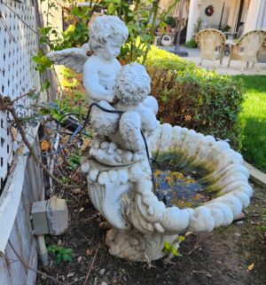 a31- Large 3 piece Cement Cherub Fountain - Image 4