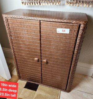 a58- vintage wicker cabinet