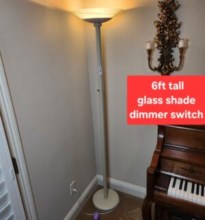 a71- Glass Shade Torchiere Lamp