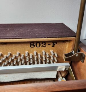 a81- Kawai 802-F upright piano in a medium pecan finish. w/ music - Image 12