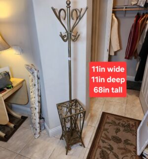 a84- Metal Coat Rack w/ Umbrella Stand