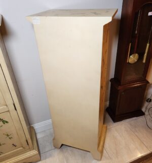a90- distressed cream-colored wooden single-door accent cabinet with dragonfly decals - Image 4