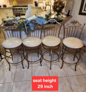 a103- Set of 4 Swivel Bar Stools. Still have the plastic!