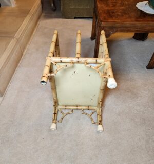 a112- Briger Design Metal Chinese Chippendale style bamboo and rattan magazine rack - Image 3
