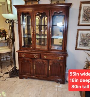 a117- Thomasville 2 Piece Lighted China Hutch