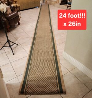 a129- Rare 24 foot Runner Rug!!! Great Shape