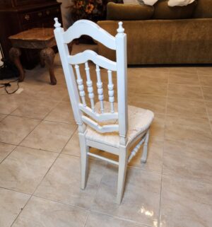 a142- Early 20th Century antique white painted cane seat side chair - Image 3