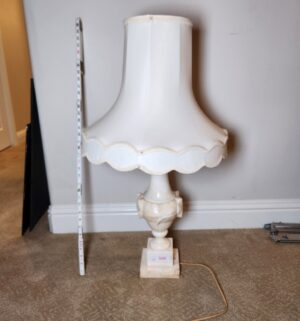 a166- vintage carved white alabaster table lamp