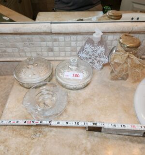 a180- Bath Glass jars, soap bottle