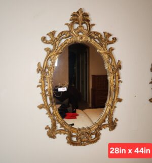 a205- vintage gold ornate oval wall mirror