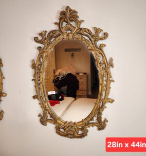 a206- vintage gold ornate oval wall mirror