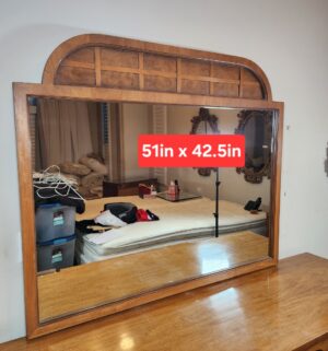 a213- Mid Century Solid Wood Long Dresser w/ mirror - Image 6