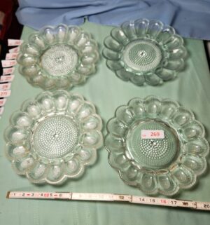 a269- Vintage Glass Deviled Egg Dishes
