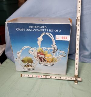 a443- Silverplated grape design baskets