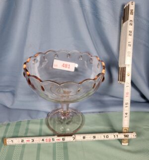 a481- Indiana Glass pink teardrop compote