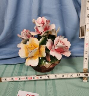 a507- Capodimonte porcelain flower basket