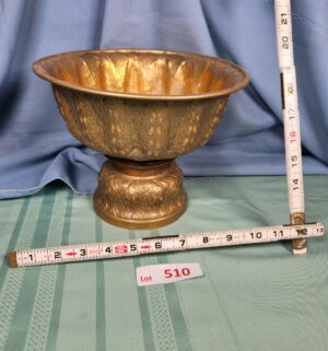 a510- Thai carved and repouss? gilt metal bowl