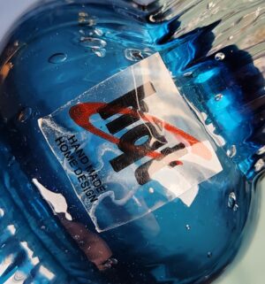 a531- vintage aqua blue hand-blown glass vase - Image 3