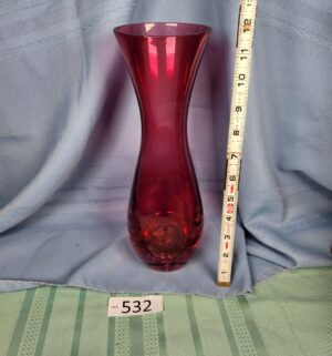 a532- hand blown cranberry glass vase
