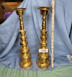 a558- Homco Tall Brass Candle Stands