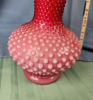 a598- Fenton Cranberry Opalescent Hobnail Vase - Image 3