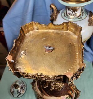 a603- pair of antique French Sevres-style porcelain vases, gilt bronze mounts, hand-painted scenic vignettes - Image 11